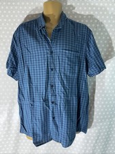 Mens F&F Size Large Teal Blue Mix Check Short Sleeve Soft Touch Casual Shirt
