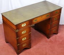 Lovely Military Campaign Style Pedestal Desk