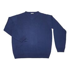 Damart Jumper Mens SZ L Navy Blue V-Neck Casual Acrylic Workwear Pullover