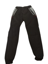 McKenzie Black And Grey Joggers With Red Zipper Accents.