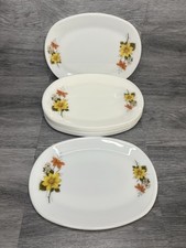 Vintage Set Of 8 Pyrex Oval Steak Dinner Plates Autumn Glory 12” x 9”