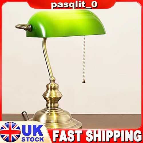 Green glass bankers - desk, lamp