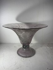  Art Glass Iridescent Swirl Centerpiece Pedestal Large Heavy 28cm/11"