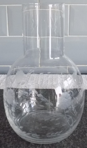 Glass floral etched carafe - glass,