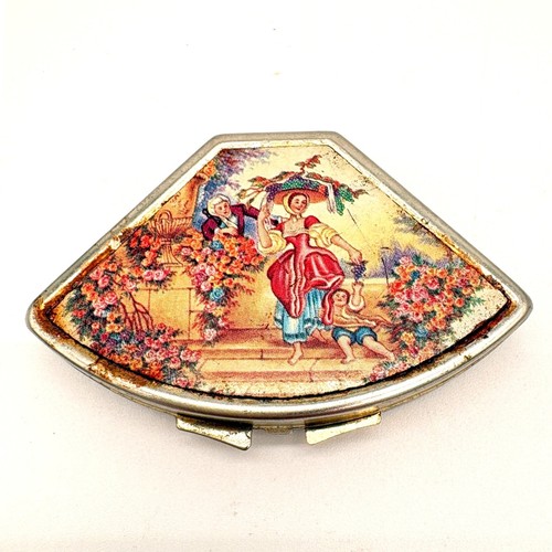 Vintage fan shaped pill box - shaped,