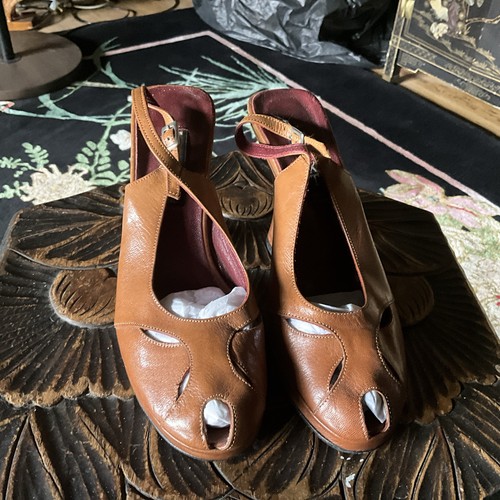 Vintage tan 40s style - vintage, shoes