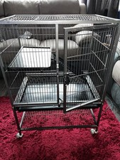 hamster rat metal cage 2 tier with ladder on wheels