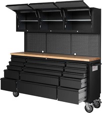 72" Black Steel 15 Drawer Tool