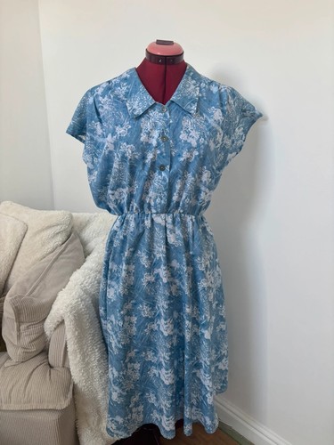 Vintage 80s blue floral - vintage,
