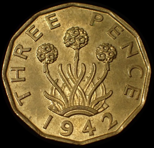 Three pence 1942 george - uk, 3