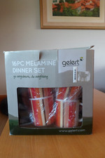 16 Piece Multi Striped Melamine Dinner Set NIB