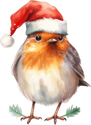 Colour christmas robin bird - colour,