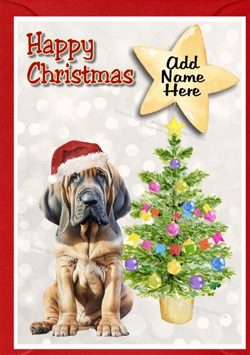 Bloodhound dog christmas card - dog,