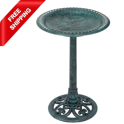 Antique green bird bath - antique,