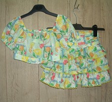 River Island New Girls Green Fruit Print Skirt Top Set Outfit Age 5-6 116cm