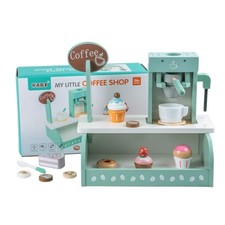 Kids Wooden Play Coffee Shop,  Imagination Pretend , Cakes Food 16pc Set