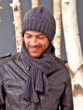 0209 Knitting Men's Basic Hat & Scarf (One Size) Aran - Vintage Pattern Copy