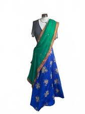 Blue Gold Embroidered Lehenga