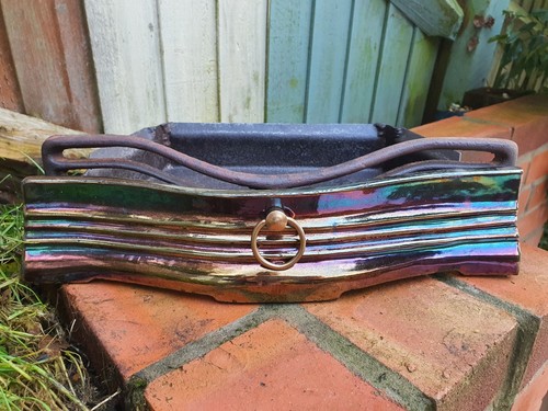 Antique cast iron fire basket - fire,
