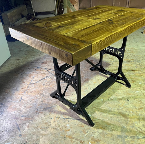 Singer table with rustic top - singer,