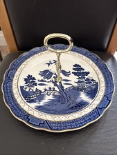 "REAL OLD WILLOW" CAKE STAND- Majestic Series 10.5" dia + old-trim Carry handle