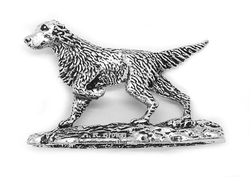 Pewter setter dog figurine - pewter,