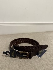 Polo Ralph Lauren Men Pin Buckle Braided Leather Belt Dark Brown Size Large