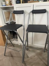 Argos Folding Bar Stools Pair Black And Silver COLLECTION ONLY 