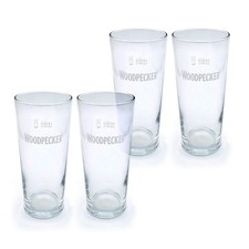 4 x Woodpecker Cider Pint Beer Glass Glasses Man Cave Pub Bar Club New