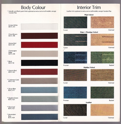 Rover colour trim chart - colour,