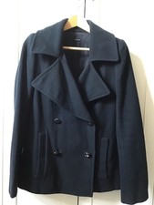 Joseph Black Wool and Cashmere Blend Double Breasted Peacoat, size 38 (8-10)
