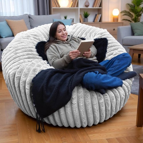 Ribbed faux fur bean bags - ribbed,