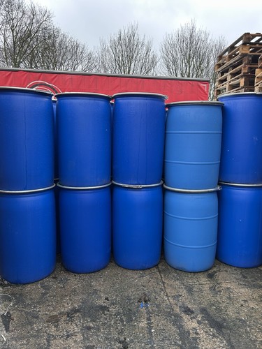Large blue plastic - large, barrels