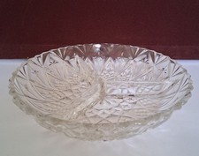 3 Partition Hors D'Oeuvers Lead Crystal Glass Dish