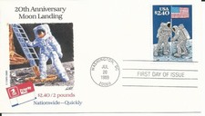 1969 USA FDC 20th Anniversary of Moon Landing Commemorative First Day Cover