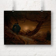Caspar David Friedrich: Two Men Contemplating the Moon. Fine Art Print/Poster