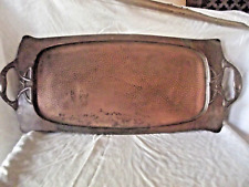 Antique Unpolished Copper Planished Tray with Art Nouveau  Handles C1880