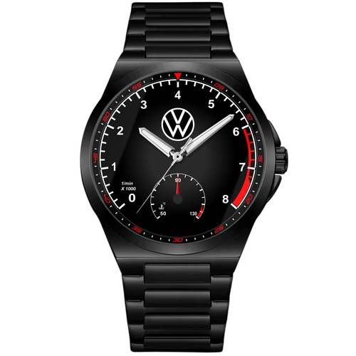 Wristwatch black steel with - black,