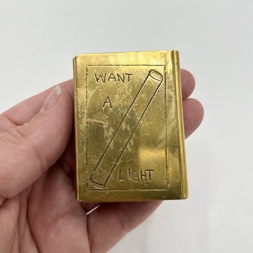 Vintage brass match holder - brass,