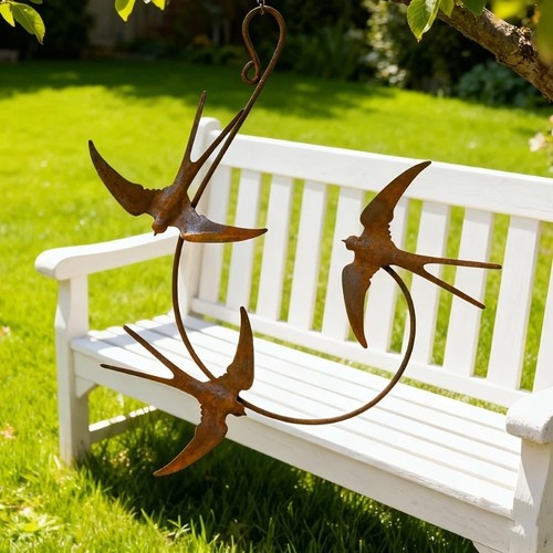 Rusty metal hanging swallow - hanging,