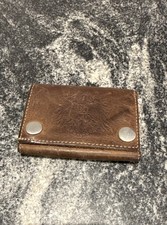 Vintage Y2K Hurley Men's Chic Trifold Wallet Brown Leather Snap VTG Surf