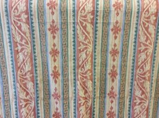 COTTON CURTAIN FABRIC 3.36m RECTELLA "Antigua" Terracotta Cream Green Print