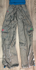 Zumba fitness pants gym trousers combat jazzy dance silver blue Size 8-10 Small