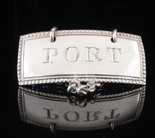 Silver Decanter Label, PORT, Charles Reily & George Storer, London 1828 Antique