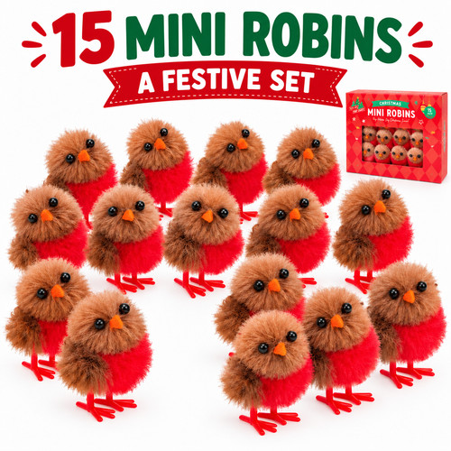 15x christmas robins - 15x,