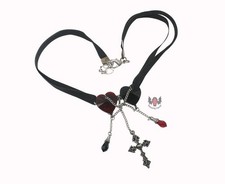 Alchemy Gothic Faith And Love Necklace P691 Ribbon Heart Goth Crystal Pewter