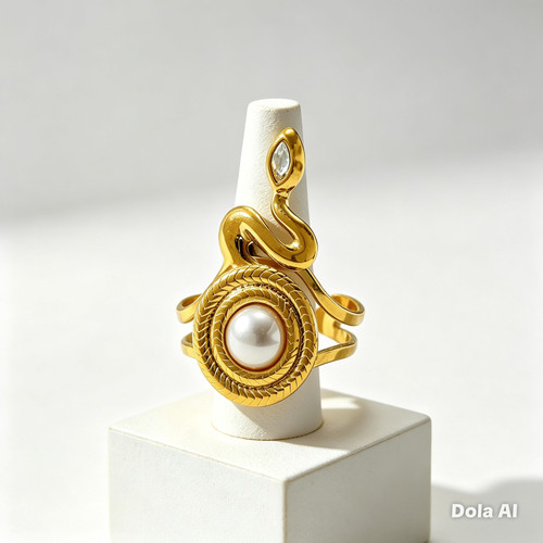 18ct gold plated snake ring - gold,