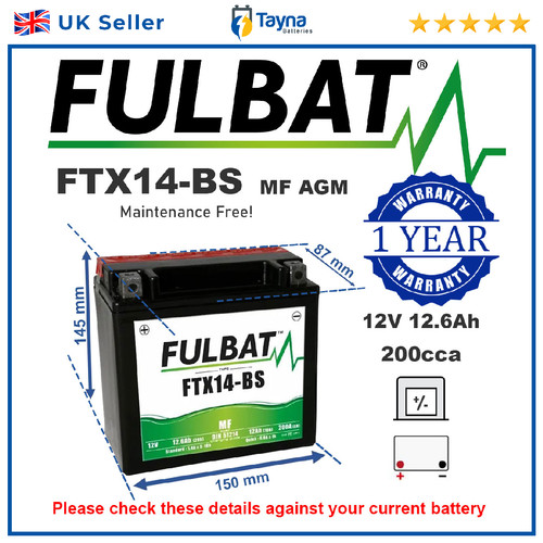 Ftx14 gel fulbat motorcycle - ftx14-bs,