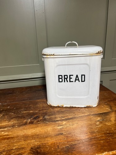 Vintage enamel bread - enamel, bin