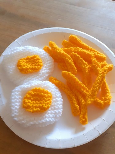 Hand knitted double egg - hand,